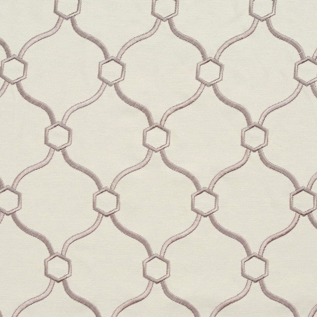 Grey Embroidery Geometric Linen Look Woven Pattern Upholstery Fabric by The Yard - SKU: Barwick Grey
